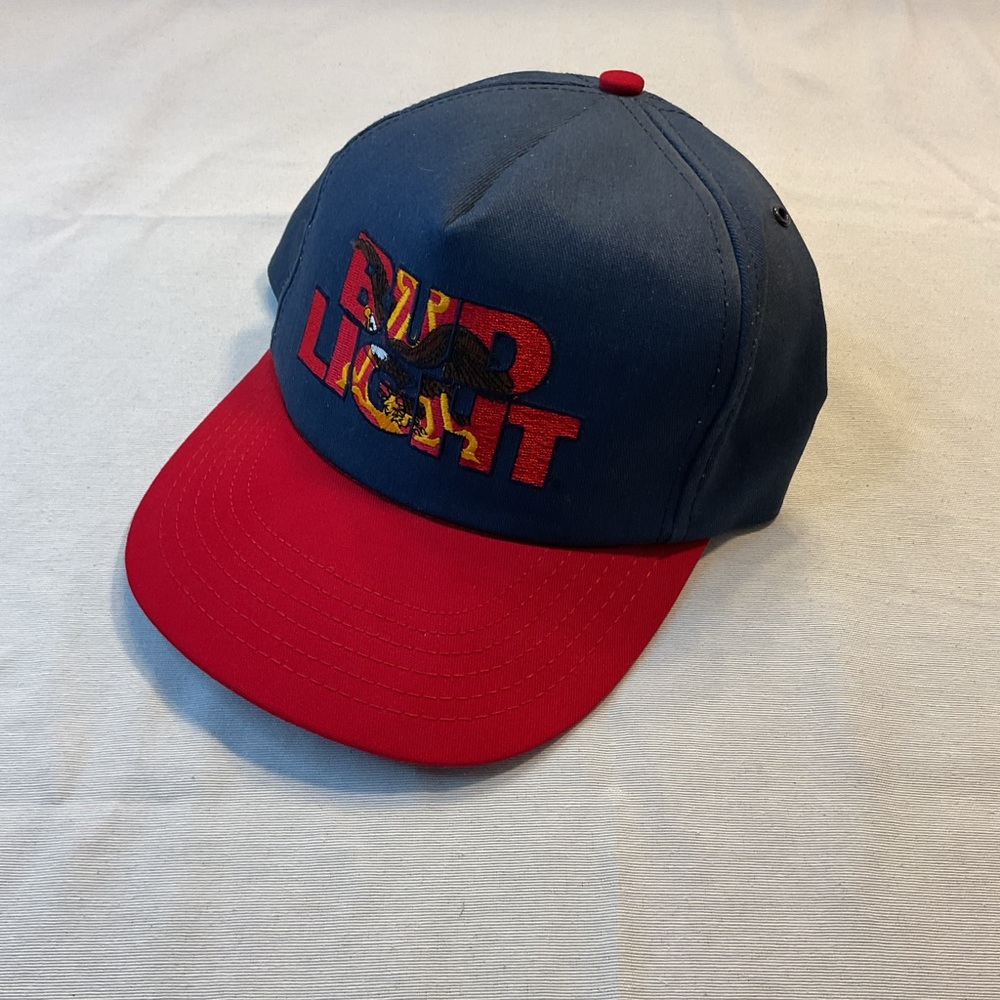 Bud Light, Vintage, Navy & Red, Adjustible, Logo Embroidered, Eagle, Beer